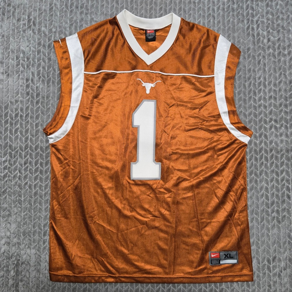 Vintage Nike Team Texas Longhorns Jersey Mens XL Burnt Orange Mesh Sleeveless #1